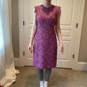Elegant Pink Tweed Dress
